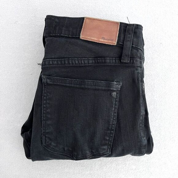 Madewell Jeans Women 29 Black 9" High Rise Skinny Denim Grunge Cropped Stretch - Picture 15 of 15